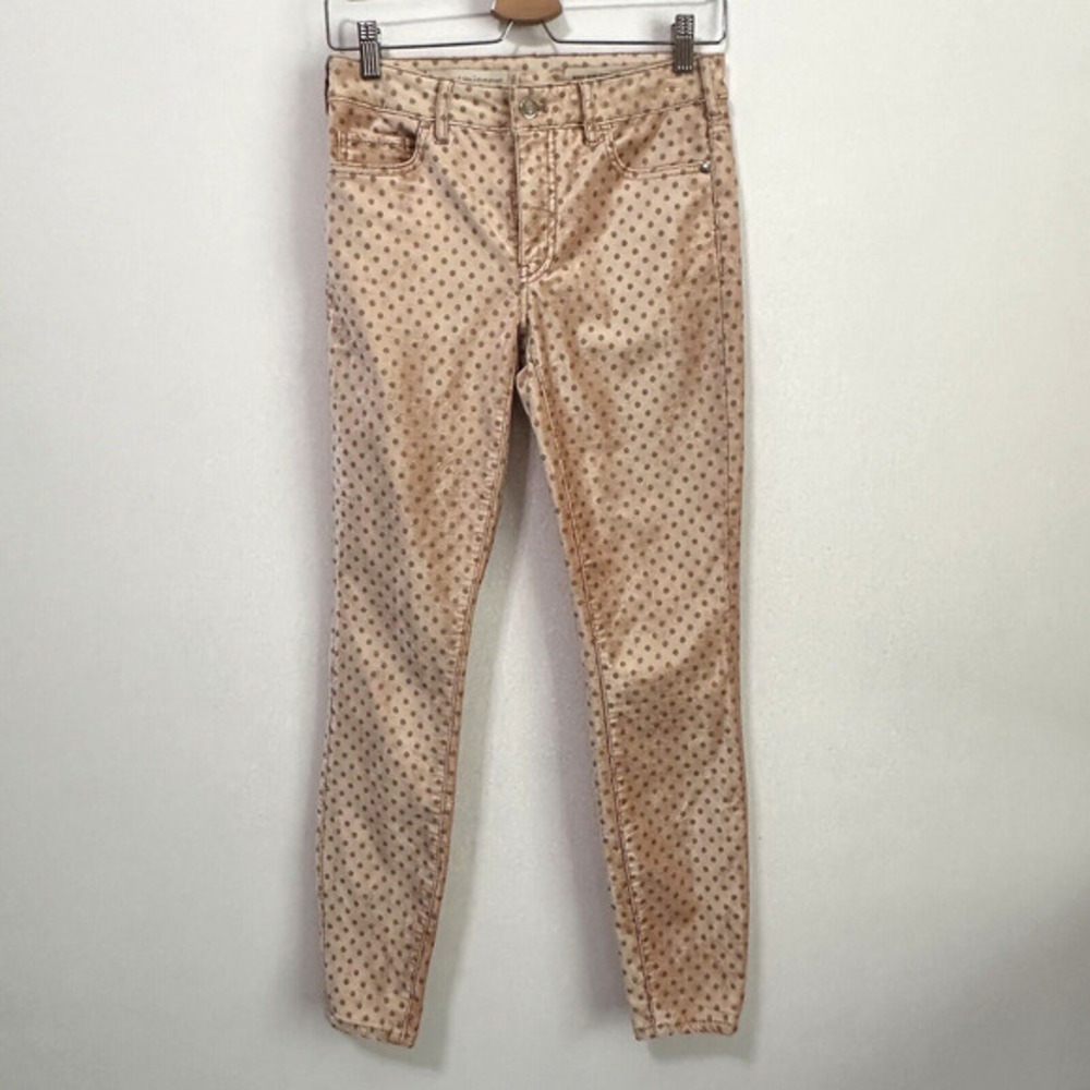 Pilcro And The Letterpress Anthropologie‎ High Rise Skinny Pants 25 Peach Velvet